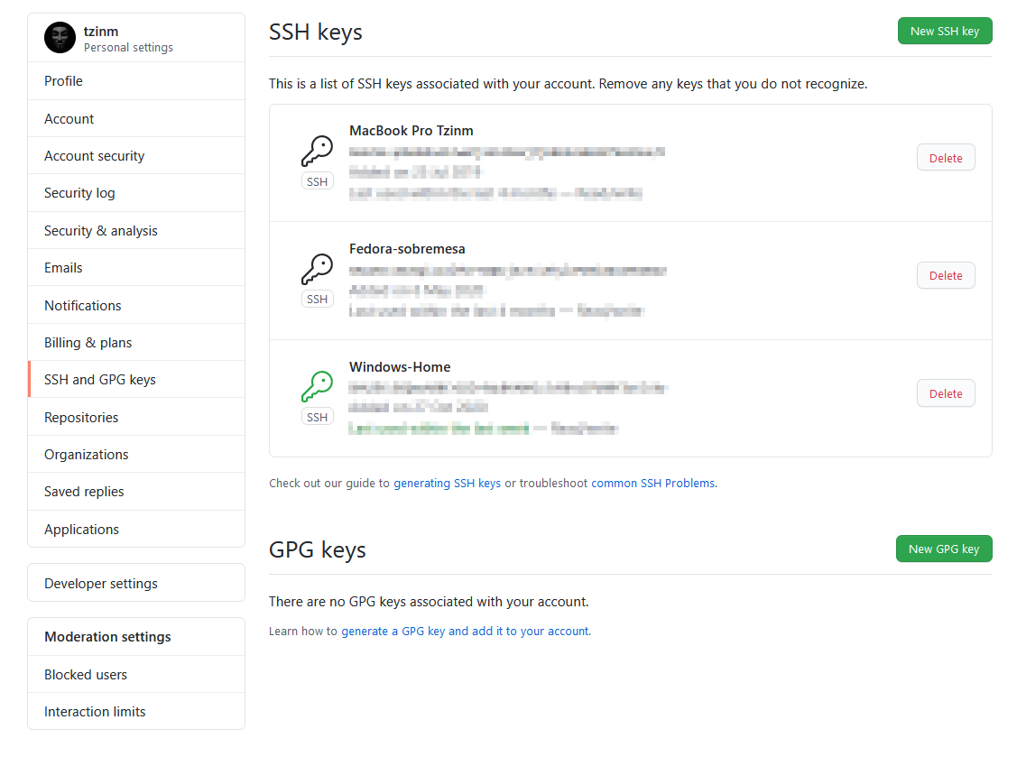 Configuración ssh en GitHub